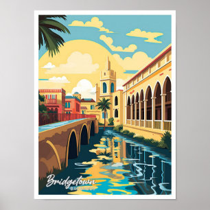 Bridgetown Barbados Art Travel Illustration Poster