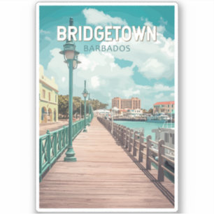 Bridgetown Barbados Illustration Travel Art Retro
