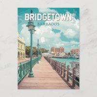 Bridgetown Barbados Illustration Travel Art Retro