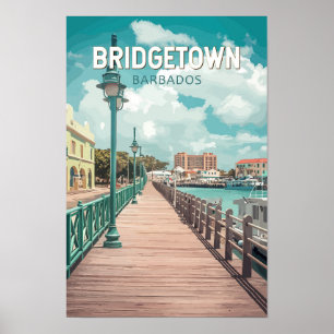 Bridgetown Barbados Illustration Travel Art Retro Poster