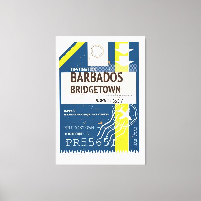 Bridgetown Barbados travel ticket Canvas Print (Front)
