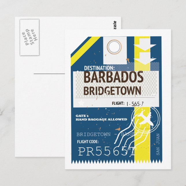 Bridgetown Barbados travel ticket Postcard (Front/Back)