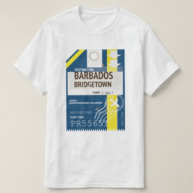 Bridgetown Barbados travel ticket T-Shirt (Design Front)