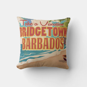 Bridgetown, Barbados Vintage Travel Poster Cushion