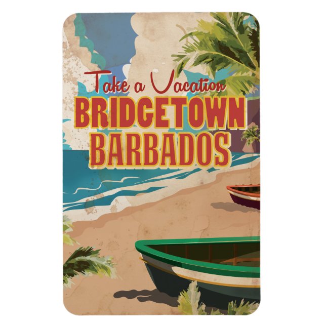 Bridgetown, Barbados Vintage Travel Poster Magnet (Vertical)