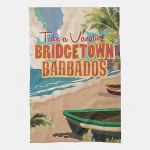 Bridgetown, Barbados Vintage Travel Poster Tea Towel