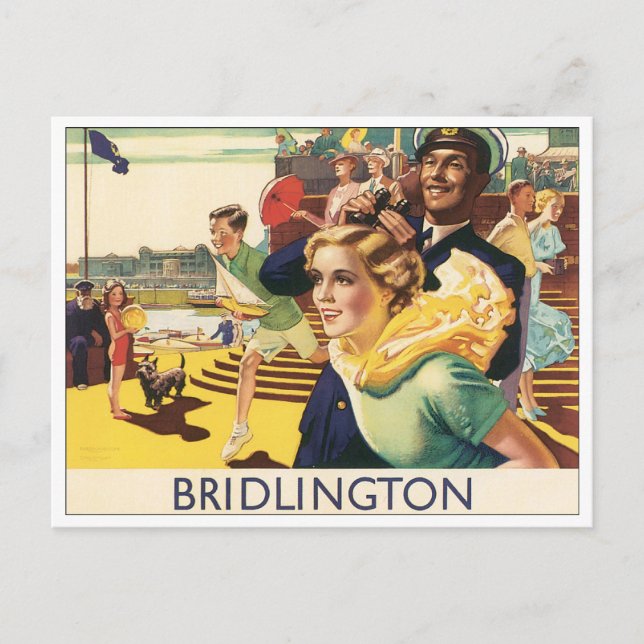 Bridlington Vintage Travel Poster Postcard (Front)
