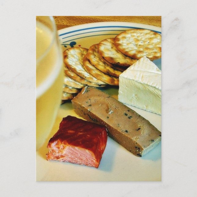 Brie Cheese Salmon Smoked Pate Crackers Champagne Postcard (Front)