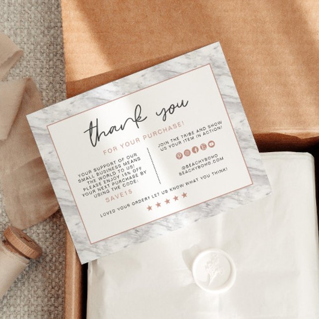 BRIE Rose Gold Lips and Marble Business Thank You  Invitation (Creator Uploaded)
