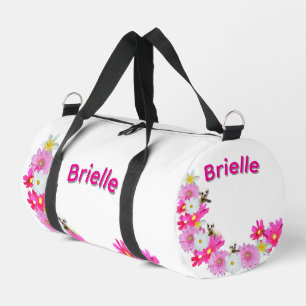 Brielle Name With Baby Meerkats And Flowers, Duffle Bag