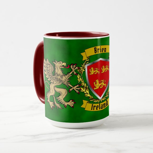 Brien/Bryan Irish Shield & Griffins Personalised   Mug (Front Left)