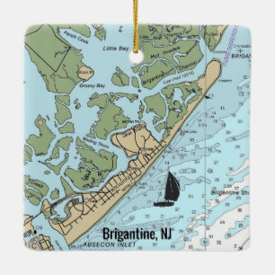 Brigantine NJ Nautical Chart Ceramic Ornament