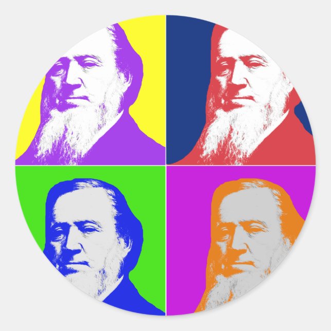 Brigham Young Pop Art Classic Round Sticker (Front)