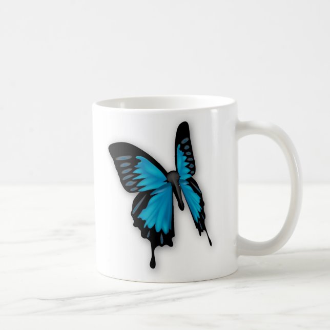 Brighly Hued Blue Butterfly Coffee Mug (Right)