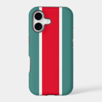 Bright 70s Red White Ocean Teal Racing Stripes