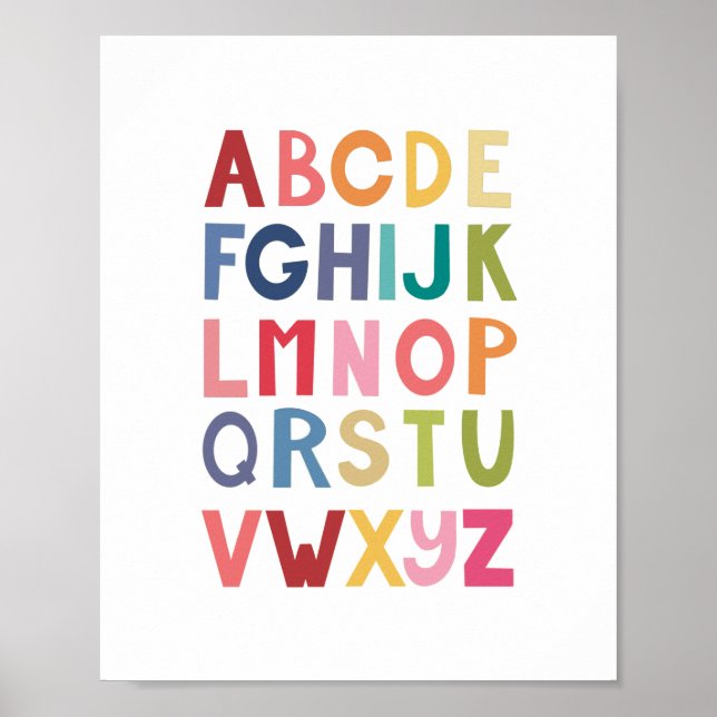 Bright ABC Unisex Kids Room Wall Art Plaque (Front)