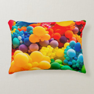 Bright abstract background of jumble of rainbow co decorative cushion