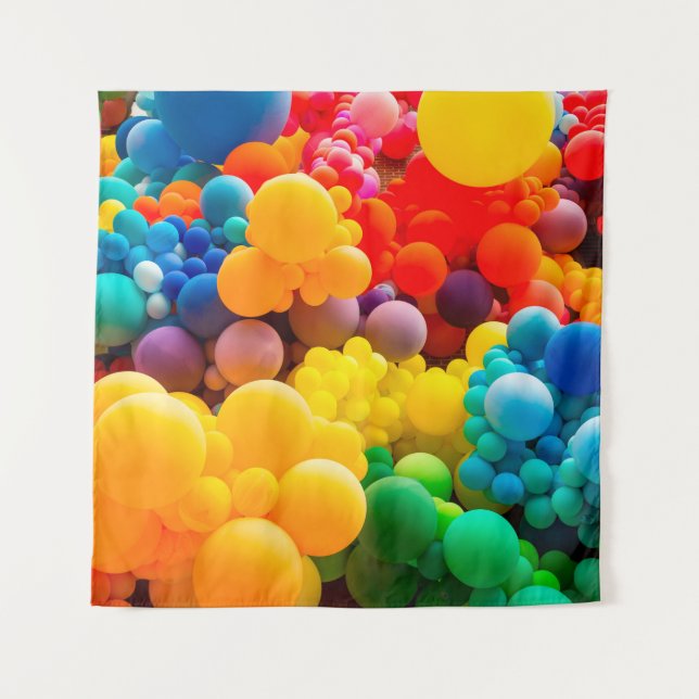 Bright abstract background of jumble of rainbow co tapestry (Front)