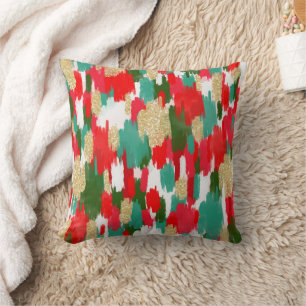 Bright Abstract Brush Stroke Christmas Cushion