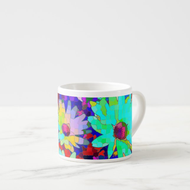 Bright Abstract Daisies  Espresso Cup (Front Right)