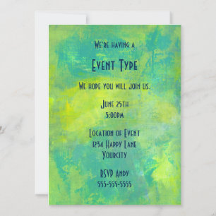 Bright Abstract Design In Green and Yellow Party Invitation