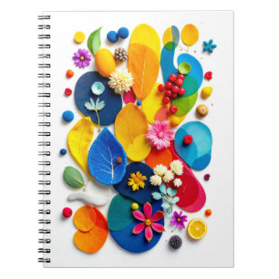 Bright Abstract Floral Mixed Media Collage Notebook