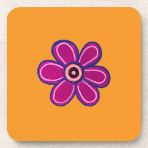 Bright Abstract Flower Art Coaster