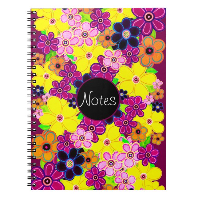 Bright Abstract Flower Art Notebook (Front)