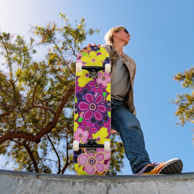 Bright Abstract Flower Art Skateboard (Outdoor 1)
