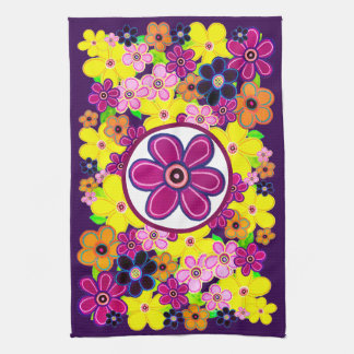 Bright Abstract Flower Art Tea Towel