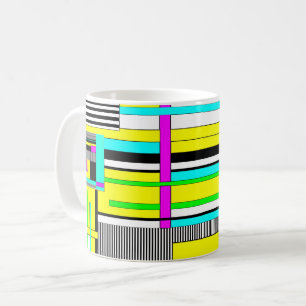 Bright abstract geometric neon pattern throw pillo coffee mug