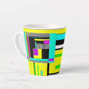 Bright abstract geometric neon pattern throw pillo latte mug