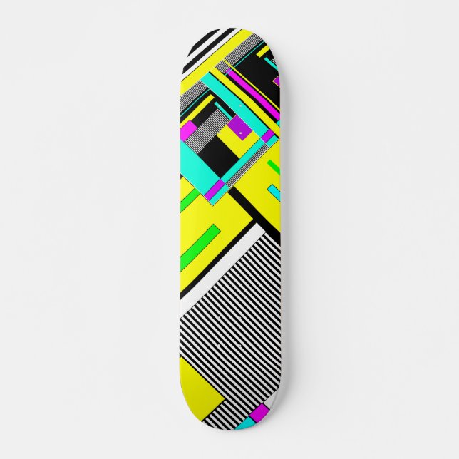 Bright abstract geometric neon pattern throw pillo skateboard (Front)