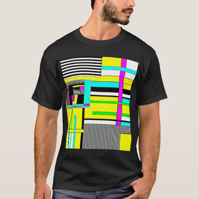 Bright abstract geometric neon pattern throw pillo T-Shirt (Front)