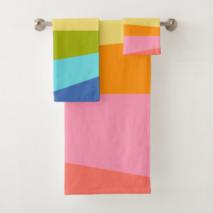 Bright Abstract Geometric Shapes Rainbow Bath Towel Set