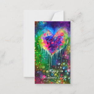 Bright abstract heart and bubbles kids valentine card