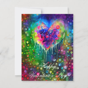 Bright abstract heart and bubbles kids valentine holiday card