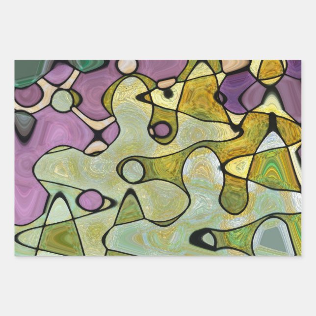 Bright, abstract, mod,cheery, colourful circles  wrapping paper sheet (Front)