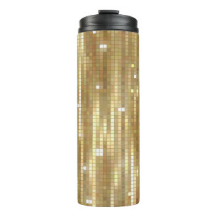 Bright abstract mosaic golden background with glos thermal tumbler