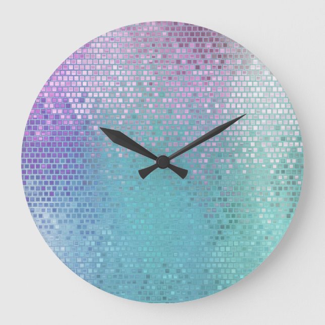 Bright Abstract Mosaic Multicolored Gloss Large Clock (Front)