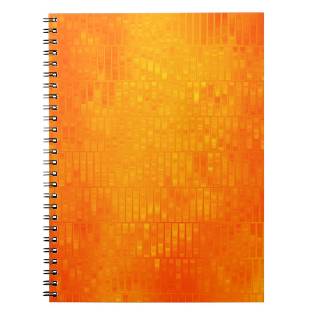 Bright abstract mosaic orange background with glos notebook (Front)