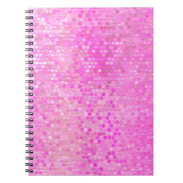 Bright abstract mosaic pink with gloss notebook (Front)