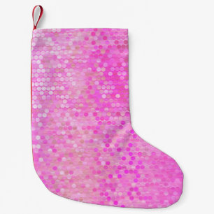 Bright abstract mosaic pink with gloss small christmas stocking