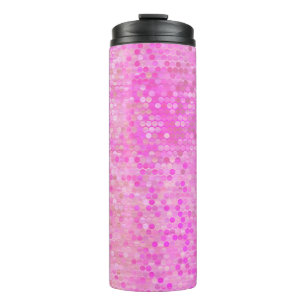 Bright abstract mosaic pink with gloss thermal tumbler