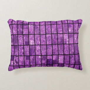 Bright abstract mosaic violet background with glos decorative cushion