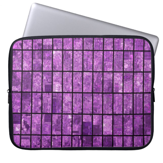 Bright abstract mosaic violet background with glos laptop sleeve (Front)
