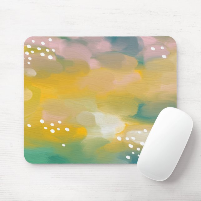 Bright abstract oil painted. Brush stroke acrylic Mouse Mat (With Mouse)