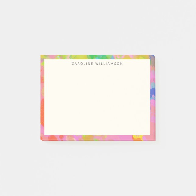 Bright Abstract Paint Border Personalised Name Post-it Notes (Front)