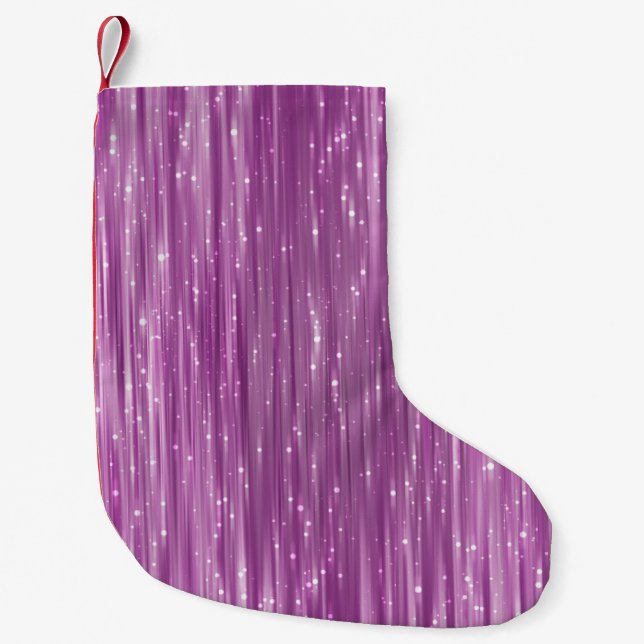 Bright abstract pink background with glitter small christmas stocking (Front)