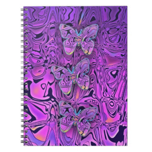 Bright Abstract Purple Butterflies Art Notebook